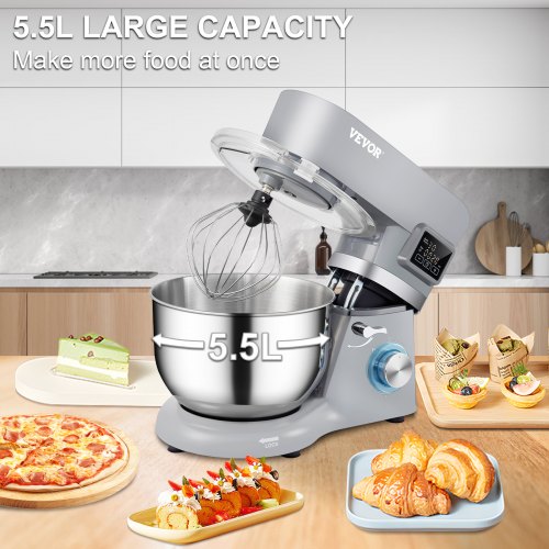 Stand Mixer 660W Electric Dough Mixer with 6 Speeds LCD Screen Timing