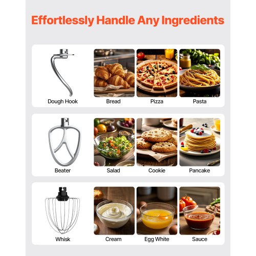 Stand Mixer 5.3QT 4.4QT Two Stainless Steel Bowls 10P Speeds Tilthead