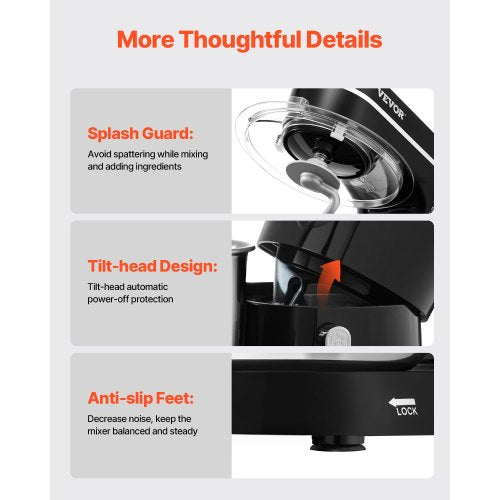 Stand Mixer 5.3QT 4.4QT Two Stainless Steel Bowls 10P Speeds Tilthead
