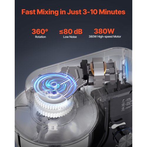 Stand Mixer 5QT Dough Mixer 10P Speeds Tilthead Food Mixer Kitchen