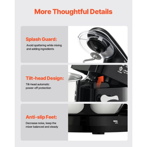 Stand Mixer 5QT Dough Mixer 10P Speeds Tilthead Food Mixer Kitchen