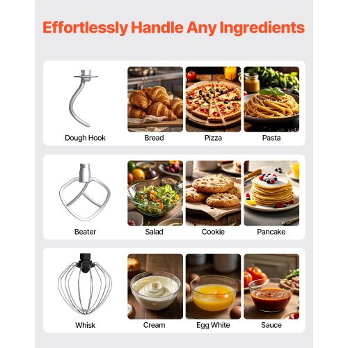 Stand Mixer 6 QT Dough Mixer 660W 6 P Speeds Tilthead Food Mixer with Stainless