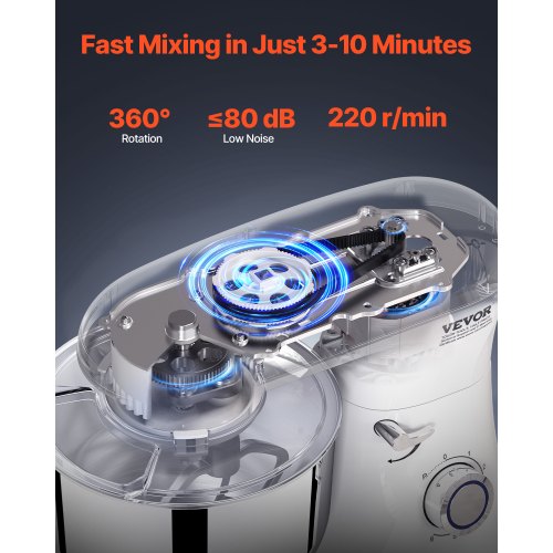 Stand Mixer 6 QT Dough Mixer 660W 6 P Speeds Tilthead Food Mixer with Stainless 1