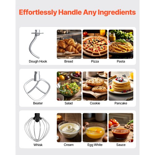 Stand Mixer 6 QT Dough Mixer 660W 6 P Speeds Tilthead Food Mixer with Stainless 1