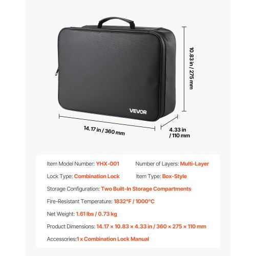Fireproof Document Box 1832 Heat Insulated Fireproof Waterproof Box