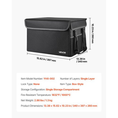 Fireproof Document Box 1832 Heat Insulated Fireproof Waterproof Box 1