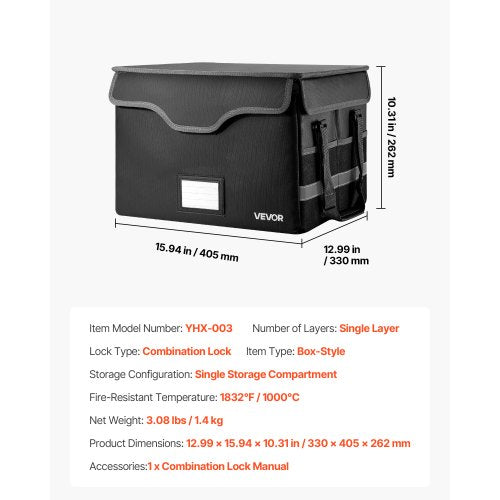 Fireproof Document Box 1832 Heat Insulated Fireproof Waterproof Box 2