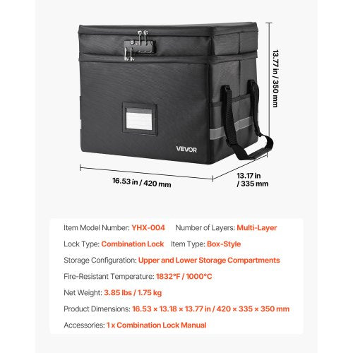 Fireproof Document Box 1832 Heat Insulated Fireproof Waterproof Box 3