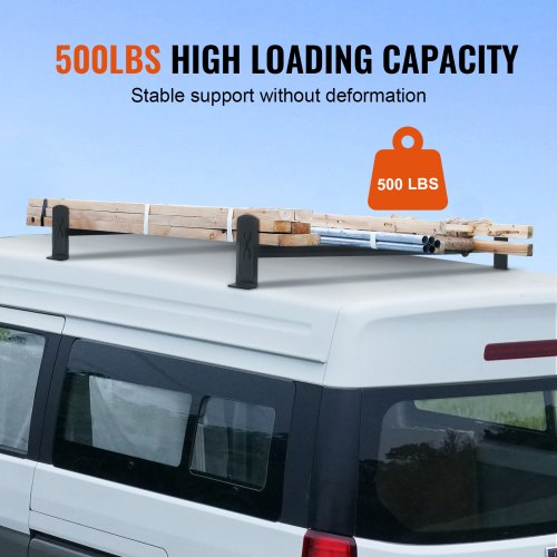 Van Roof Ladder Rack 2 Bars Alloy Steel Roof Racks 500 LBS Capacity Roof