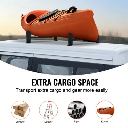Van Roof Ladder Rack 2 Bars Alloy Steel Roof Racks 500 LBS Capacity Roof