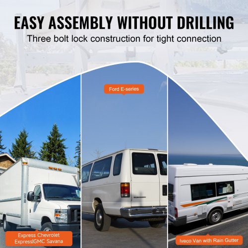 Van Roof Ladder Rack 3 Bars Alloy Steel Roof Racks 750 LBS Capacity