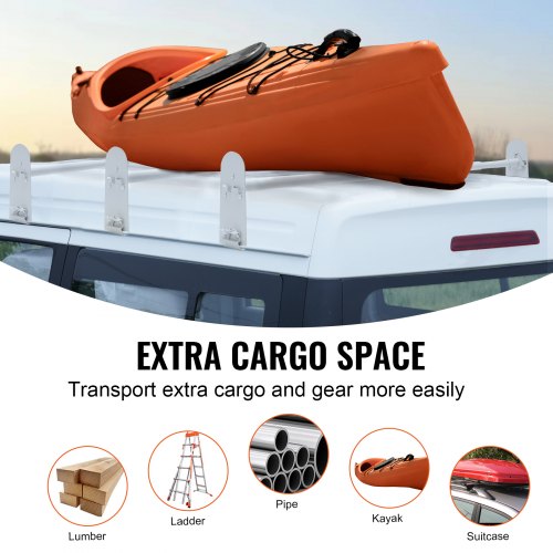 Van Roof Ladder Rack 3 Bars Alloy Steel Roof Racks 750 LBS Capacity