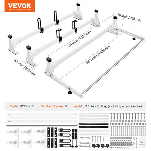 Trailer Ladder Rack 54 3 Crossbars Ladder Roof Rack Heavyduty Steel Van