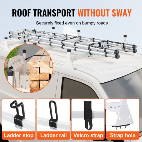Trailer Ladder Rack 54 3 Crossbars Ladder Roof Rack Heavyduty Steel Van