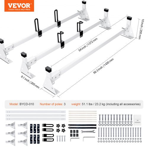 Trailer Ladder Rack 54 3 Crossbars Ladder Roof Rack Heavyduty Steel Van