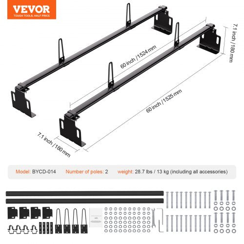Trailer Ladder Rack Van Roof Ladder Rack for Universal Truck Roofs  1 INCH