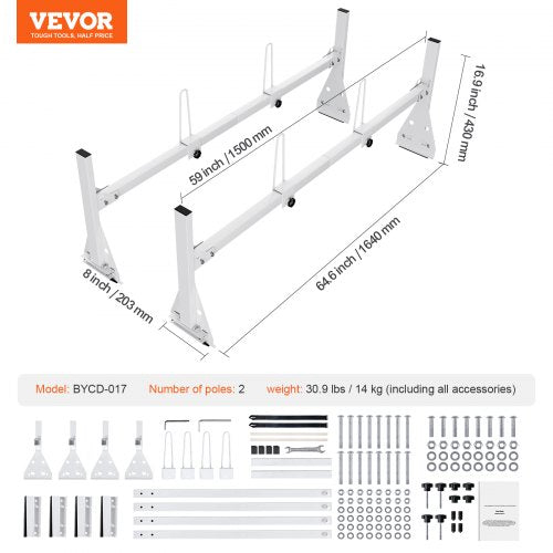 Trailer Ladder Rack 59 Adjustable Roof Rack 2 Crossbars Van Roof Ladder