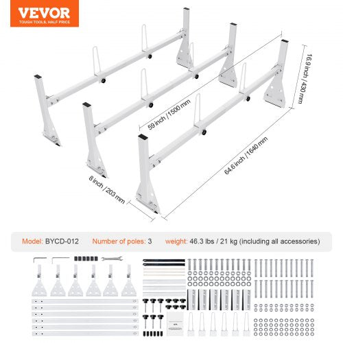 Trailer Ladder Rack Van Roof Ladder Rack 800 lbs 56763 inch Adjustable