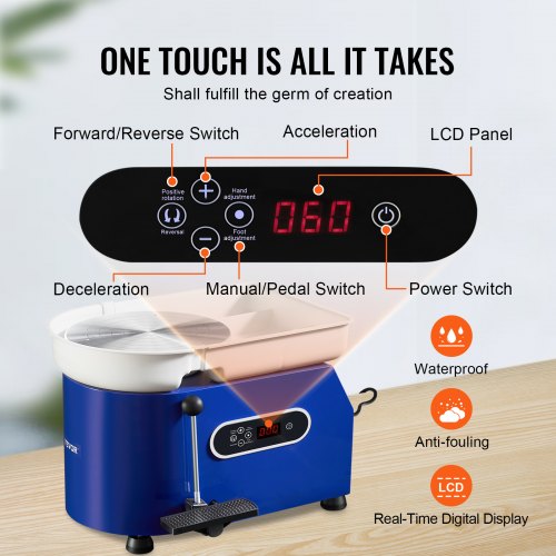 Pottery Wheel 450W For Adults and Beginners 11in Clay Wheel Machine