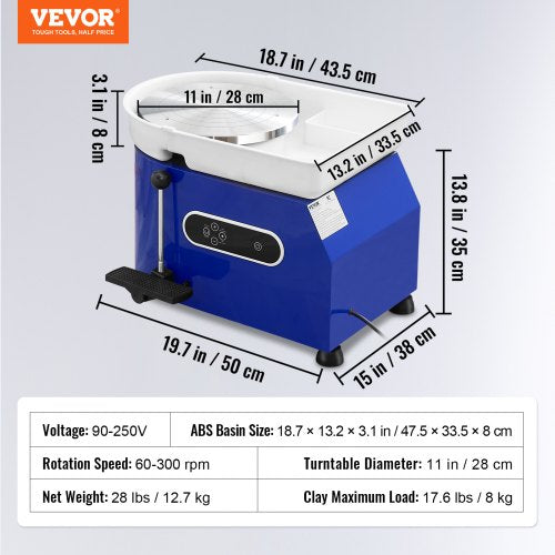Pottery Wheel 450W For Adults and Beginners 11in Clay Wheel Machine