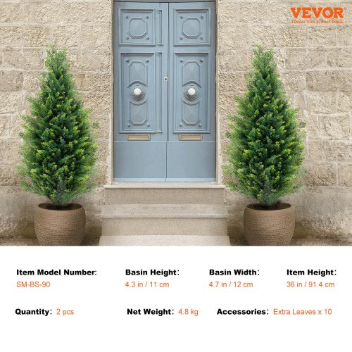 2 Pack 3 Artificial Cedar Topiary Tree Faux Plant UV Decor InOutdoor  2 PCS