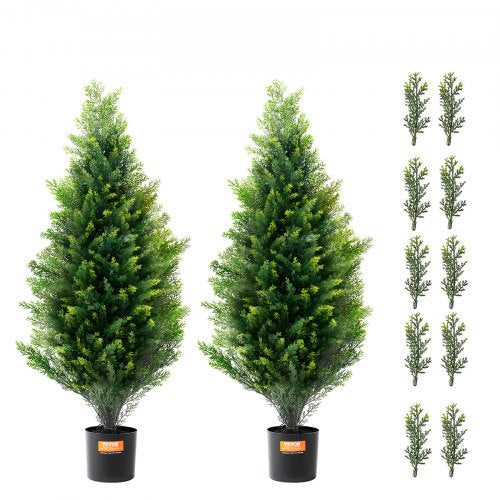 2 Pack 3 Artificial Cedar Topiary Tree Faux Plant UV Decor InOutdoor  2 PCS