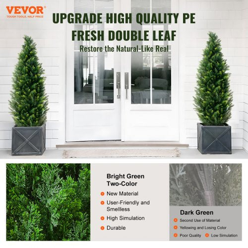 Artificial Cedar Topiary Tree 48 inch Tall 2 Pieces with Extra Leaves