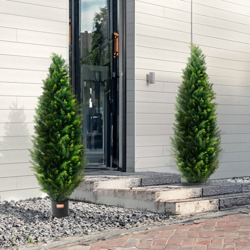Artificial Cedar Topiary Tree 48 inch Tall 2 Pieces with Extra Leaves