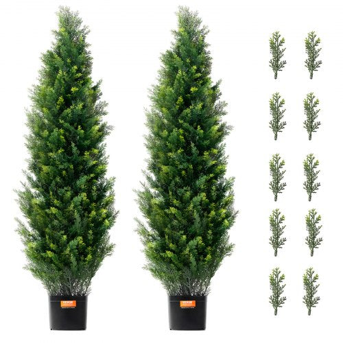 Artificial Cedar Topiary Tree 48 inch Tall 2 Pieces with Extra Leaves