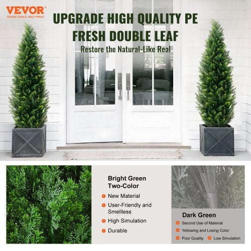 Artificial Cedar Topiary Tree 60 inch Tall 2 Pieces with Extra Leaves