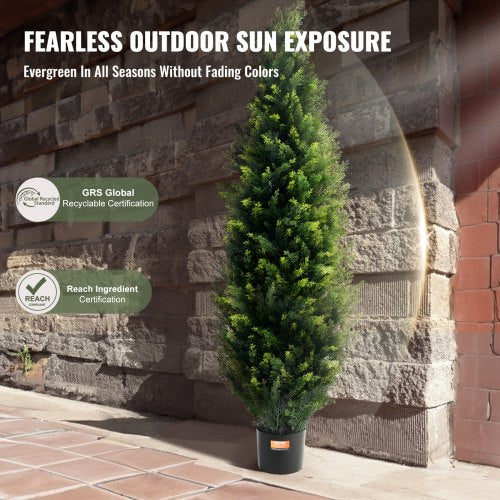 Artificial Cedar Topiary Tree 60 inch Tall 2 Pieces with Extra Leaves