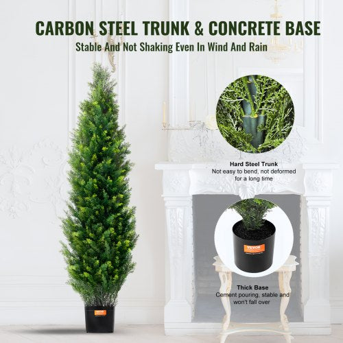 Artificial Cedar Topiary Tree 60 inch Tall 2 Pieces with Extra Leaves