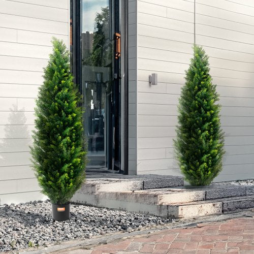 Artificial Cedar Topiary Tree 60 inch Tall 2 Pieces with Extra Leaves