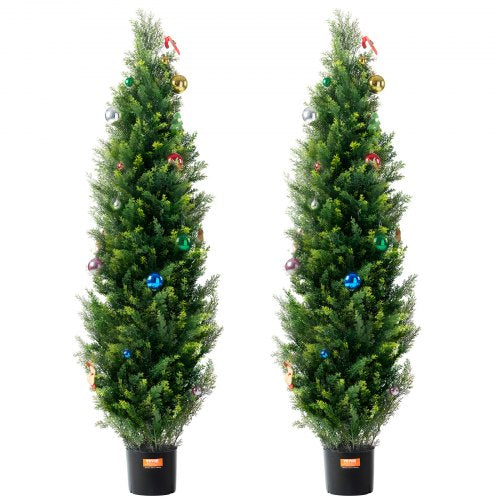 Artificial Cedar Topiary Tree 60 inch Tall 2 Pieces with Extra Leaves