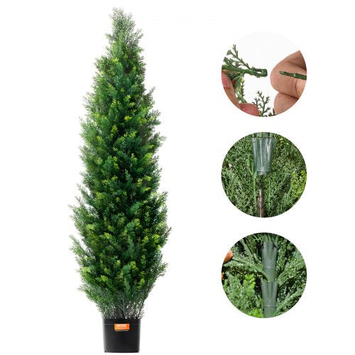 Artificial Cedar Topiary Tree 60 inch Tall 2 Pieces with Extra Leaves