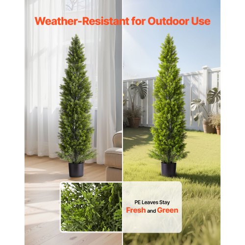 Artificial Topiary Cedar Trees 60 inch 2 Set Faux Pine Shrubs Plants Fake