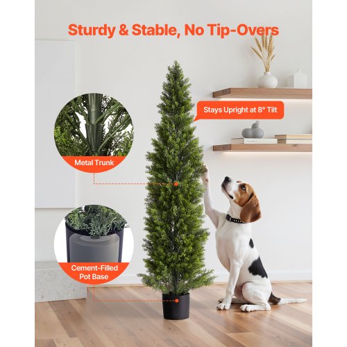 Artificial Topiary Cedar Trees 60 inch 2 Set Faux Pine Shrubs Plants Fake