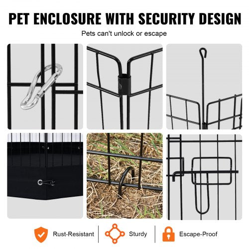 Dog Playpen 8 Pcs 30H x 24W Panels Foldable Metal Pet Exercise Pen Dog