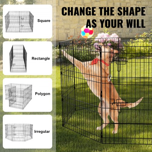 Dog Playpen 8 Pcs 30H x 24W Panels Foldable Metal Pet Exercise Pen Dog