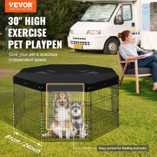 Dog Playpen 8 Pcs 30H x 24W Panels Foldable Metal Pet Exercise Pen Dog