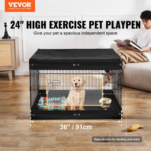Dog Playpen 4 Pcs 24 x 36 in Panels Foldable Metal Pet Exercise Pen Dog
