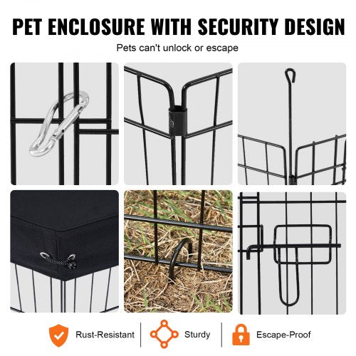 Dog Playpen 8 Pcs 30H x 24W Panels Foldable Metal Pet Exercise Pen Dog