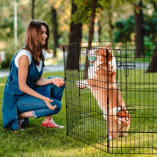 Dog Playpen 8 Pcs 30H x 24W Panels Foldable Metal Pet Exercise Pen Dog