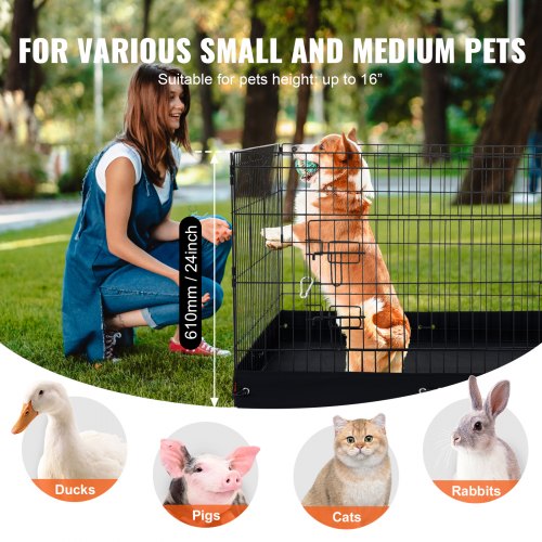 Dog Playpen 4 Pcs 24 x 36 in Panels Foldable Metal Pet Exercise Pen Dog