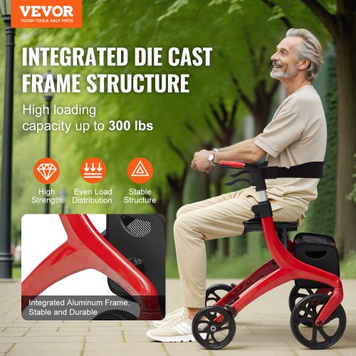 Folding Rollator Walker for Seniors and Adults Lightweight Aluminum Rolling
