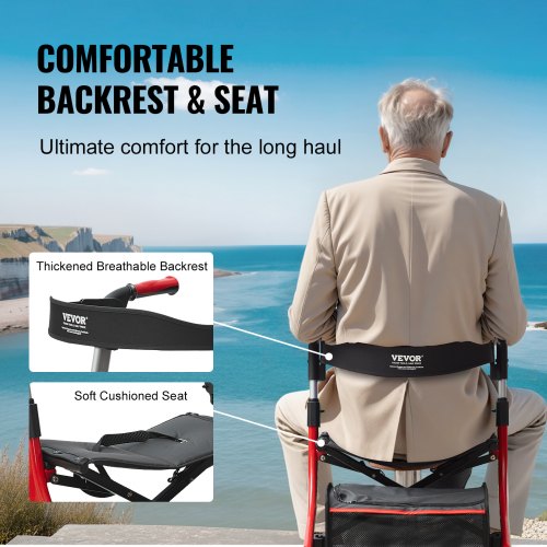 Folding Rollator Walker for Seniors and Adults Lightweight Aluminum Rolling