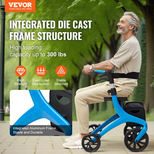 Folding Rollator Walker for Seniors and Adults Lightweight Aluminum Rolling