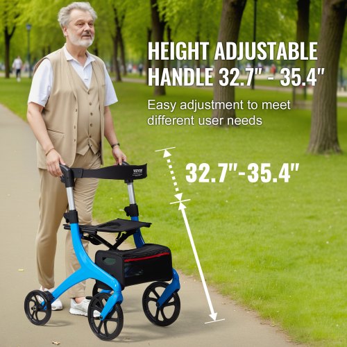 Folding Rollator Walker for Seniors and Adults Lightweight Aluminum Rolling
