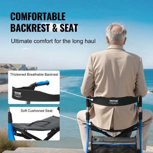 Folding Rollator Walker for Seniors and Adults Lightweight Aluminum Rolling