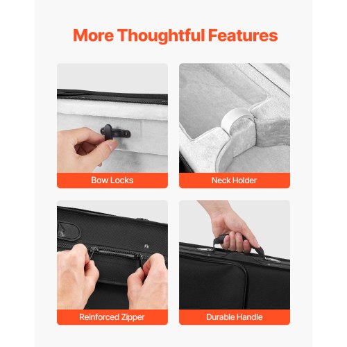 44 Full Size Violin Case Nylon Waterproof Lightweight Portable Travel